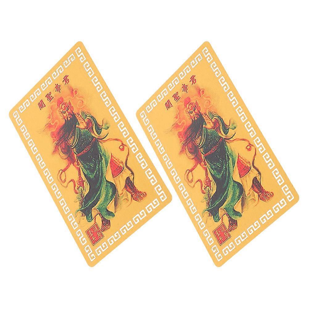 Metal Fengshui Amulet Card Chinese Luck Protection for Home 2Pcs