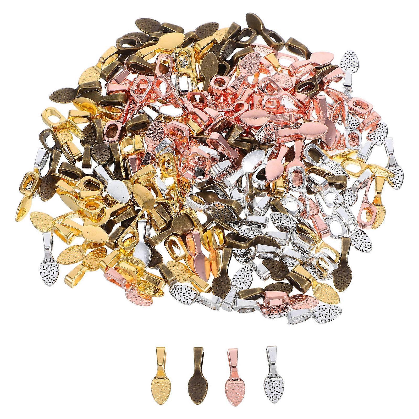 Jewelry Bales for Pendants Flat Oval Pendant Bails Glue on Bail Charm 200Pcs