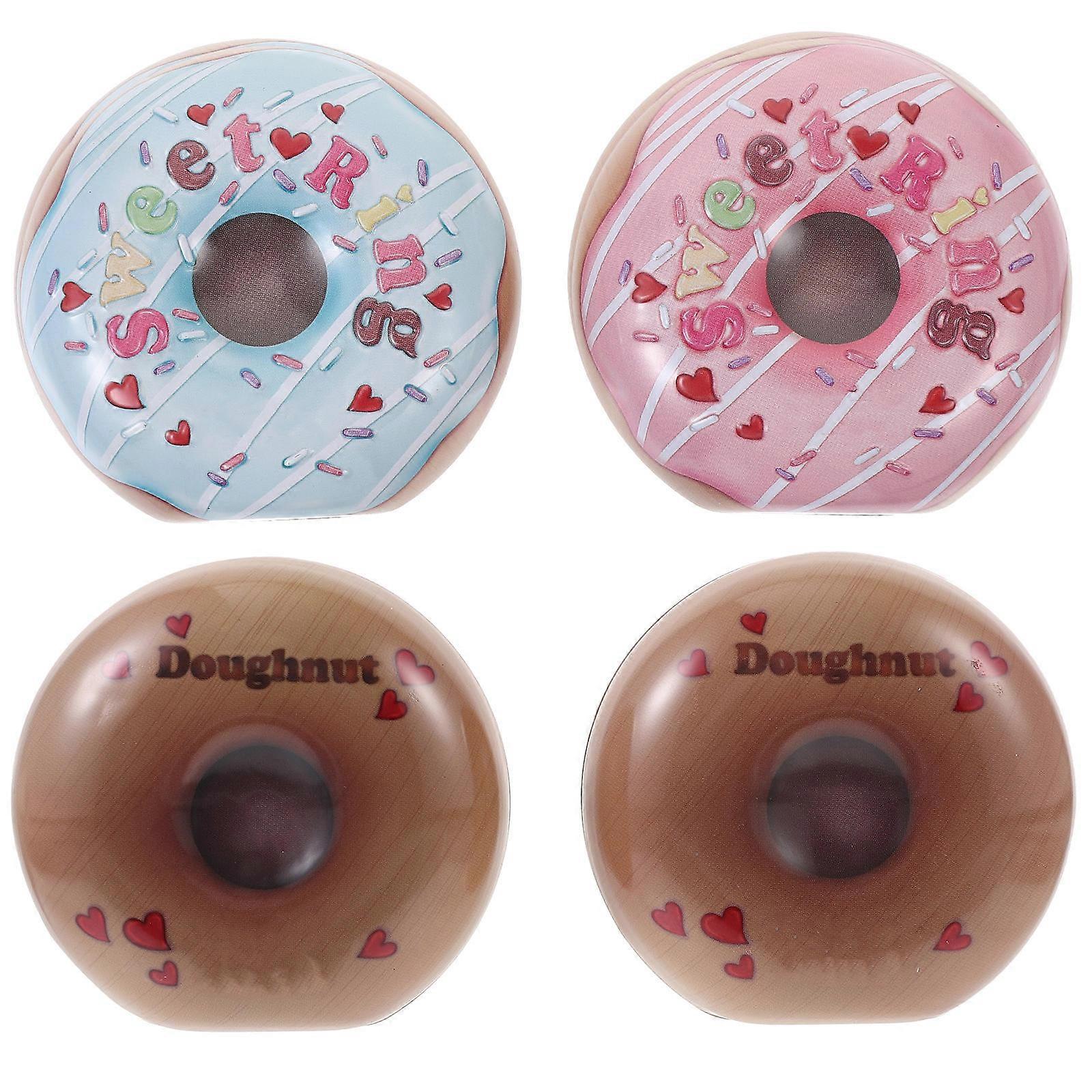 Sugar Candy Box Tinplate Donut Shaped Candy Wrapping Bag 4Pcs Set