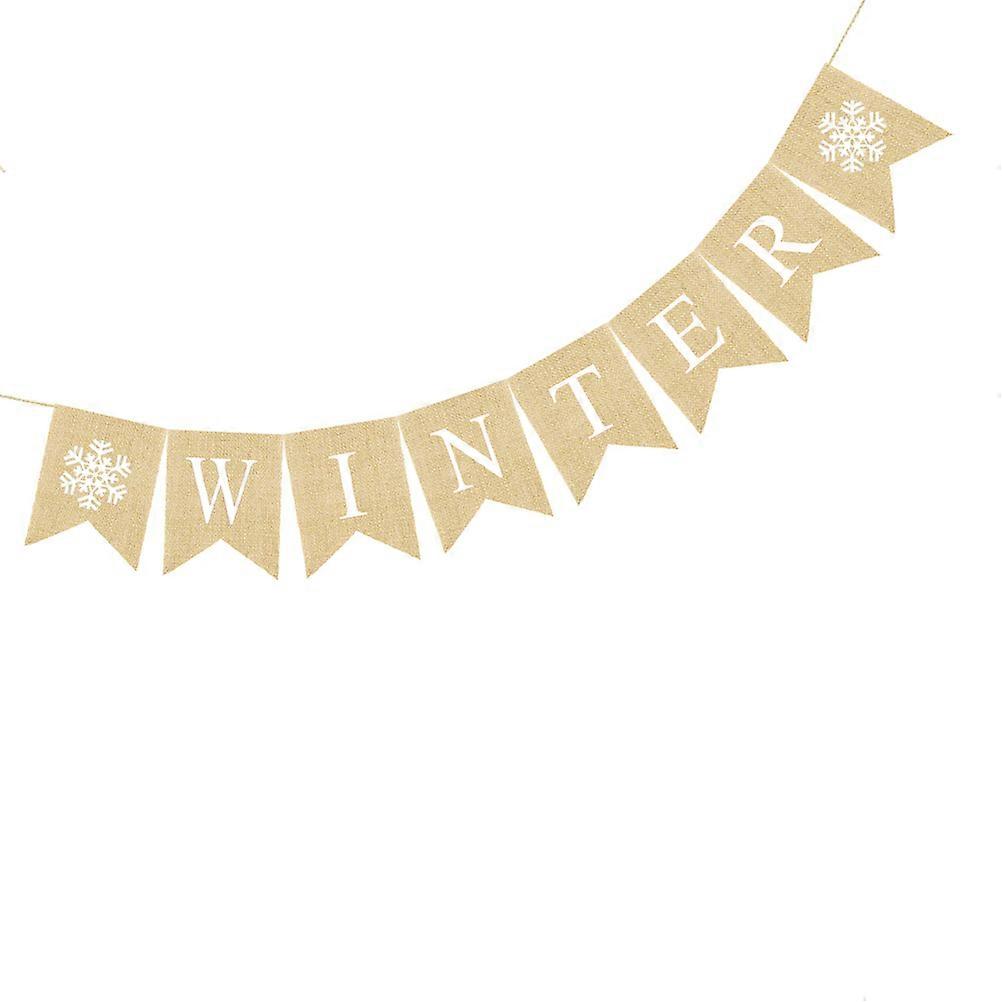Winter Banner Letter Banner for Decoration Pull Flag Khaki