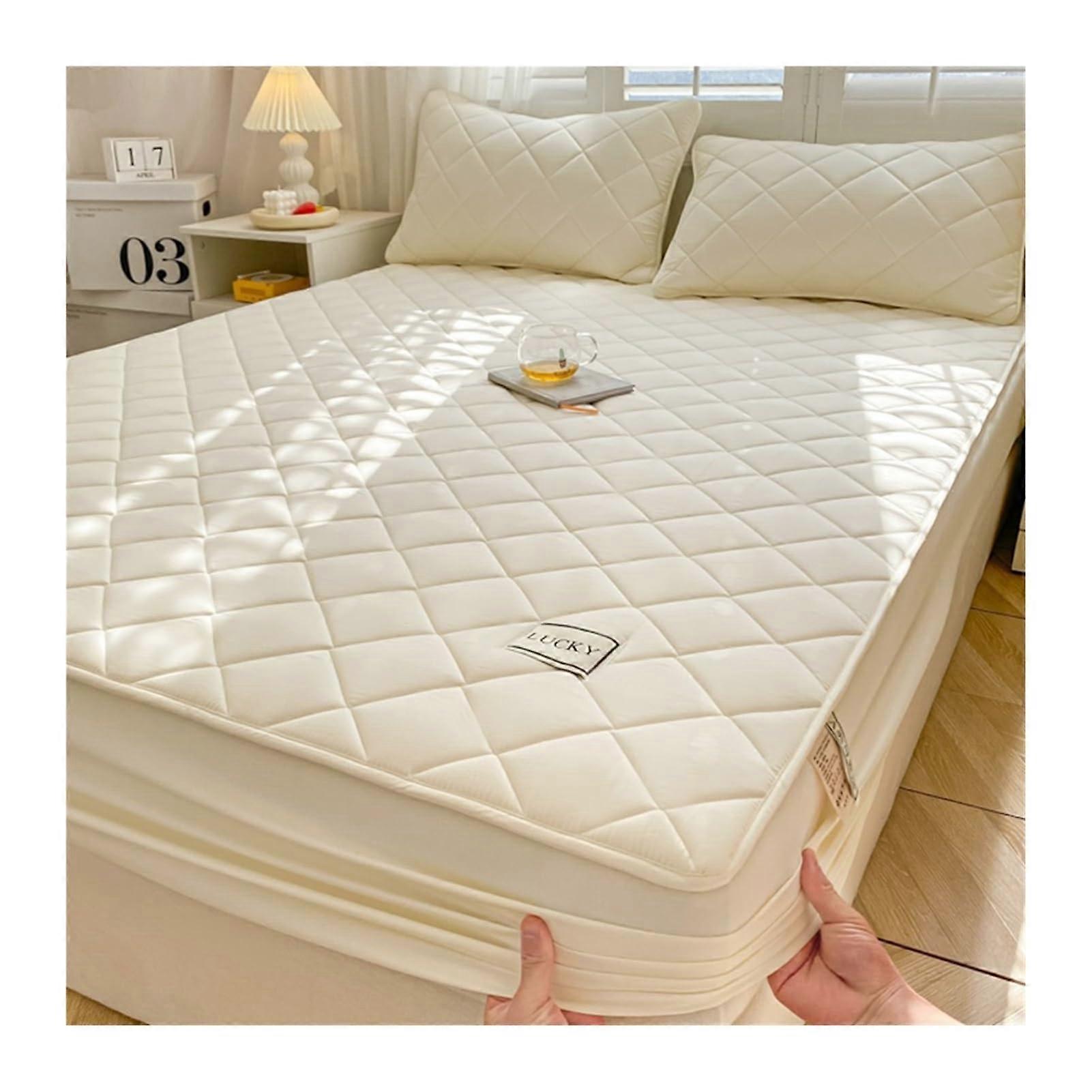 Mattress Pad Protector Fitted Sheet For TwinSmall DoubleQueenSuper King Beds Up To 11.81 Deep Pocket White 90x20030cm