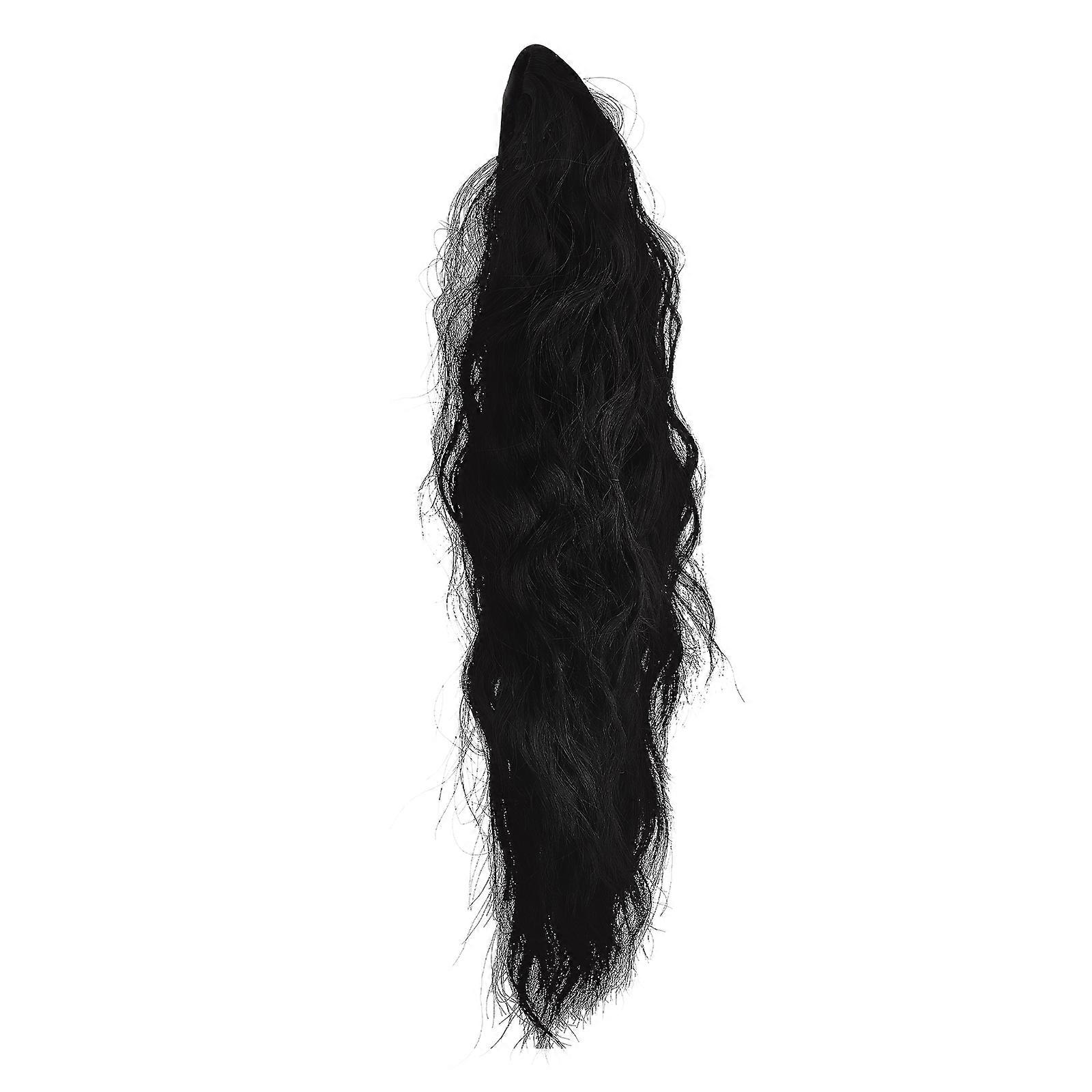 Black Clip on Curly Ponytail Extension 4Pcs for Girl Natural Look