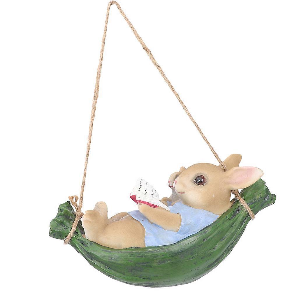 Resin Garden Rabbit Swing Statue for Tree Hanging Decor 4Pcs Set