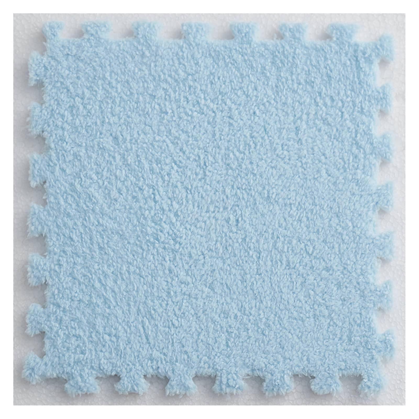 Fluffy Carpet Tiles 30 Pcs Interlocking Foam Mats 12x12 Inch EVA Foam Light Blue Puzzle Floor Mat For Bedroom Plush Area Rug