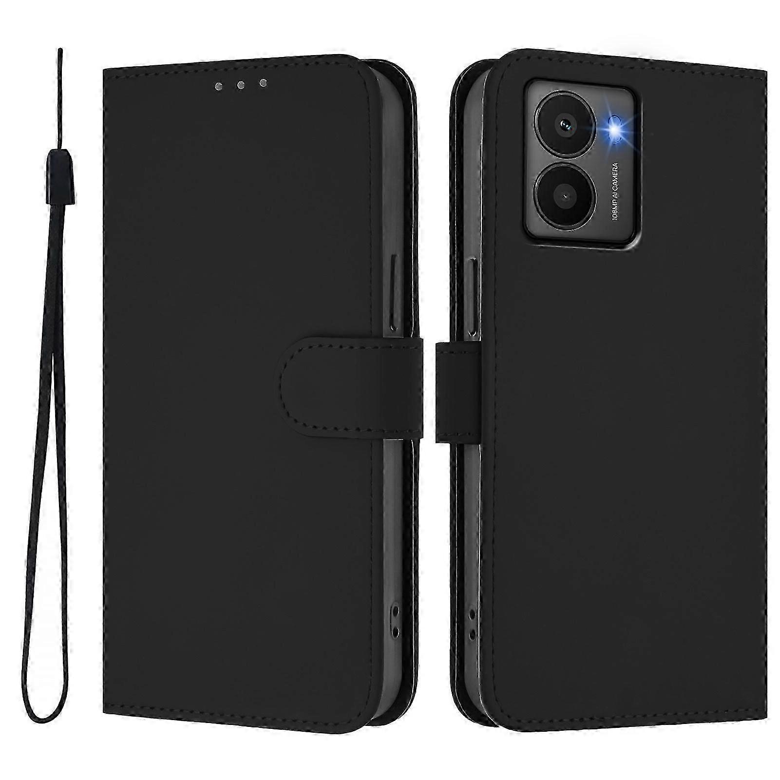 Compatible For HMD Fusion 5G Case Solid Color Wallet Leather Phone Cover with Strap