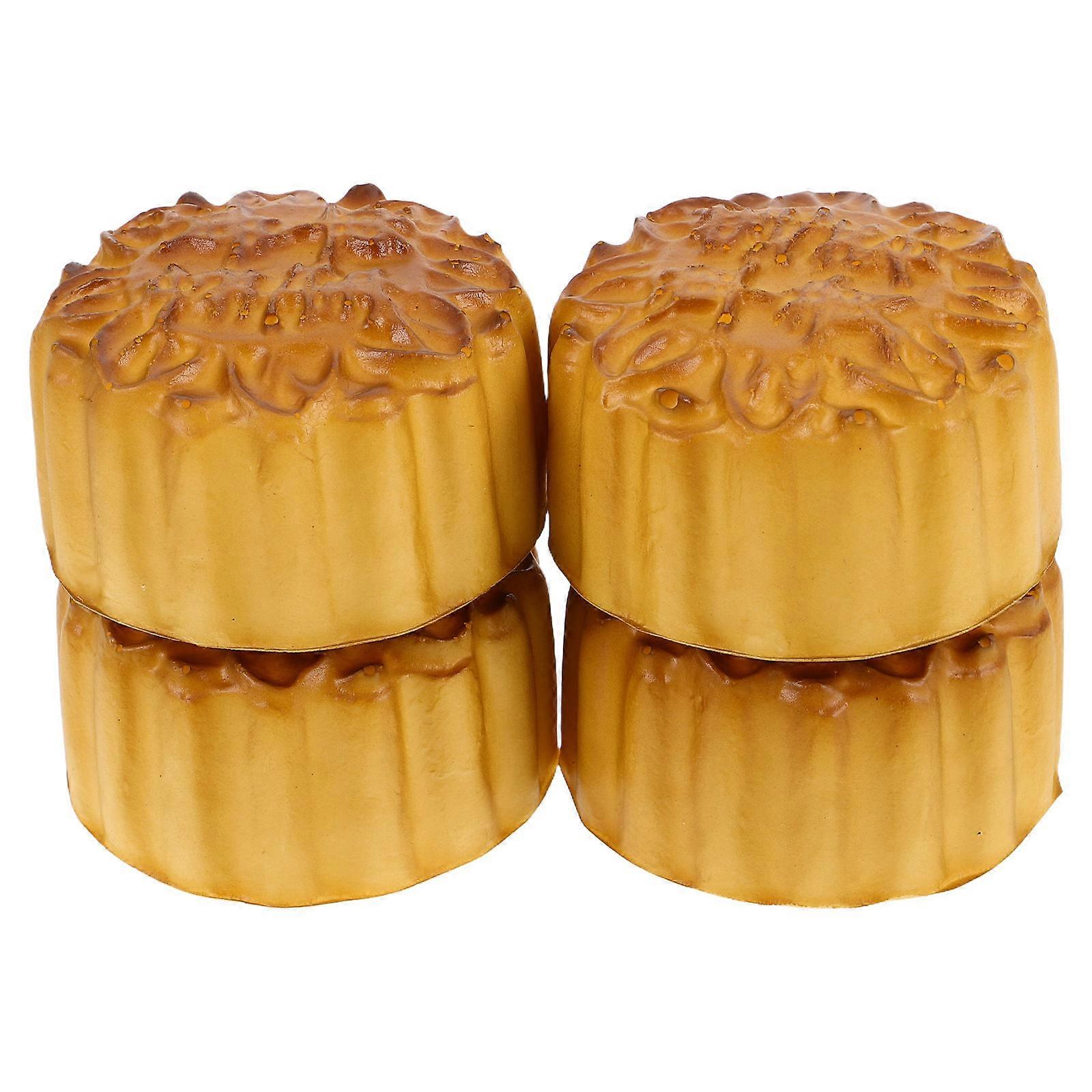 Simulation Moon Cake Model 4Pcs High Simulation Moon Cake Mold Artificial Food For Display Decorative Orange PU Material