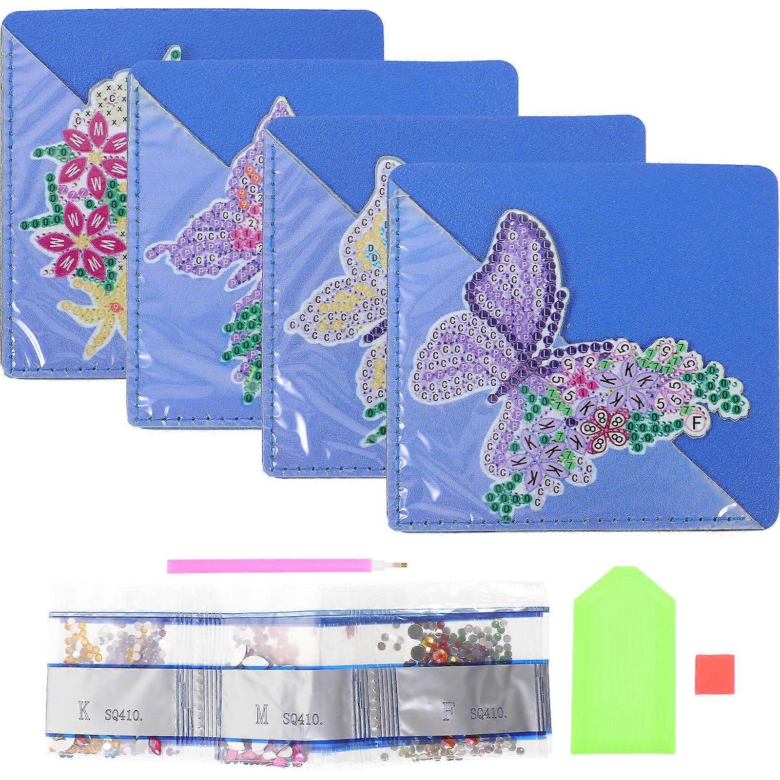 Handmade Diamond Art Bookmarks Set For Page Marking And Notebook Protection In Purple, Stylish Triangular Shape, Suitable For Books And Albums, 5 Sets