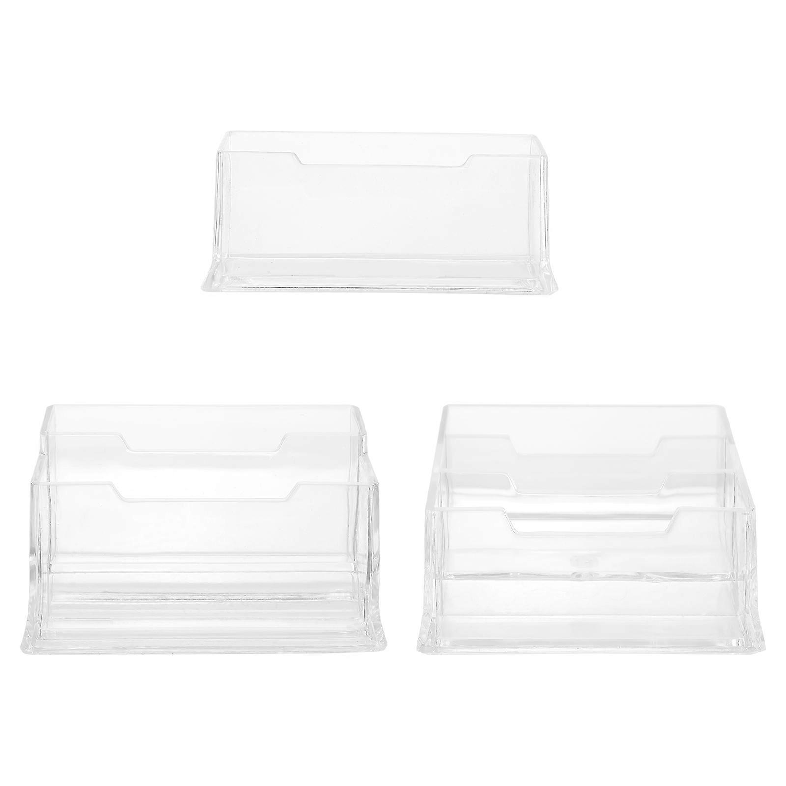 3Pcs Desktop Card Holder Organizer Transparent Acrylic For Professionals Suitable For Business Meetings With Simple Design