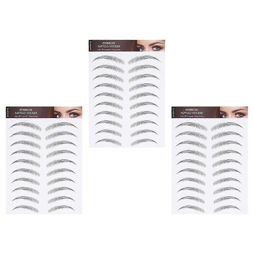 Artificial Eyebrow Transfer Decal 3 Sheets For Women Daily Use Temporary Eyebrow Solution 3Set