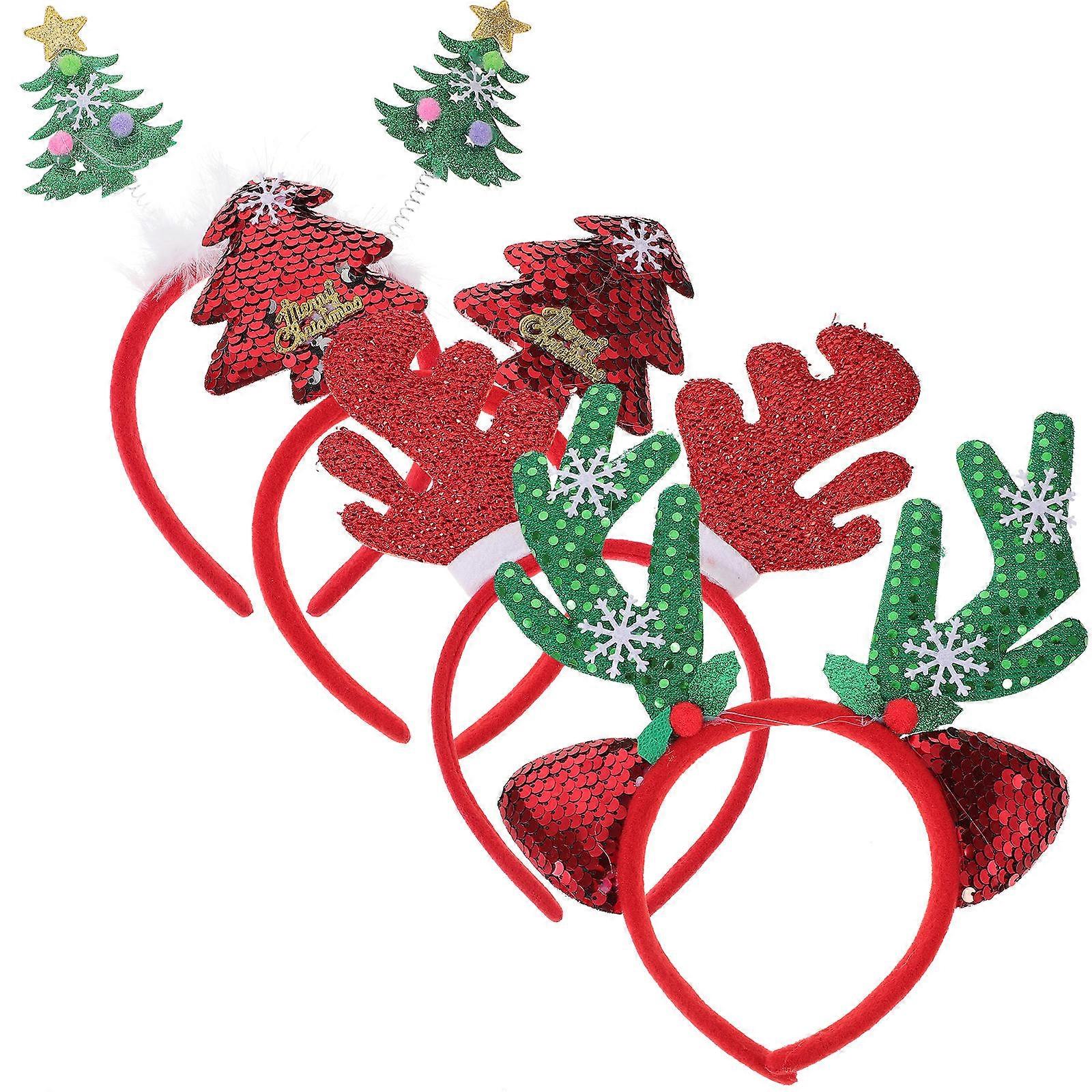 Christmas Tree Headband Hair Clasp For Adult And Child Parties Assorted Color 8 Pcs