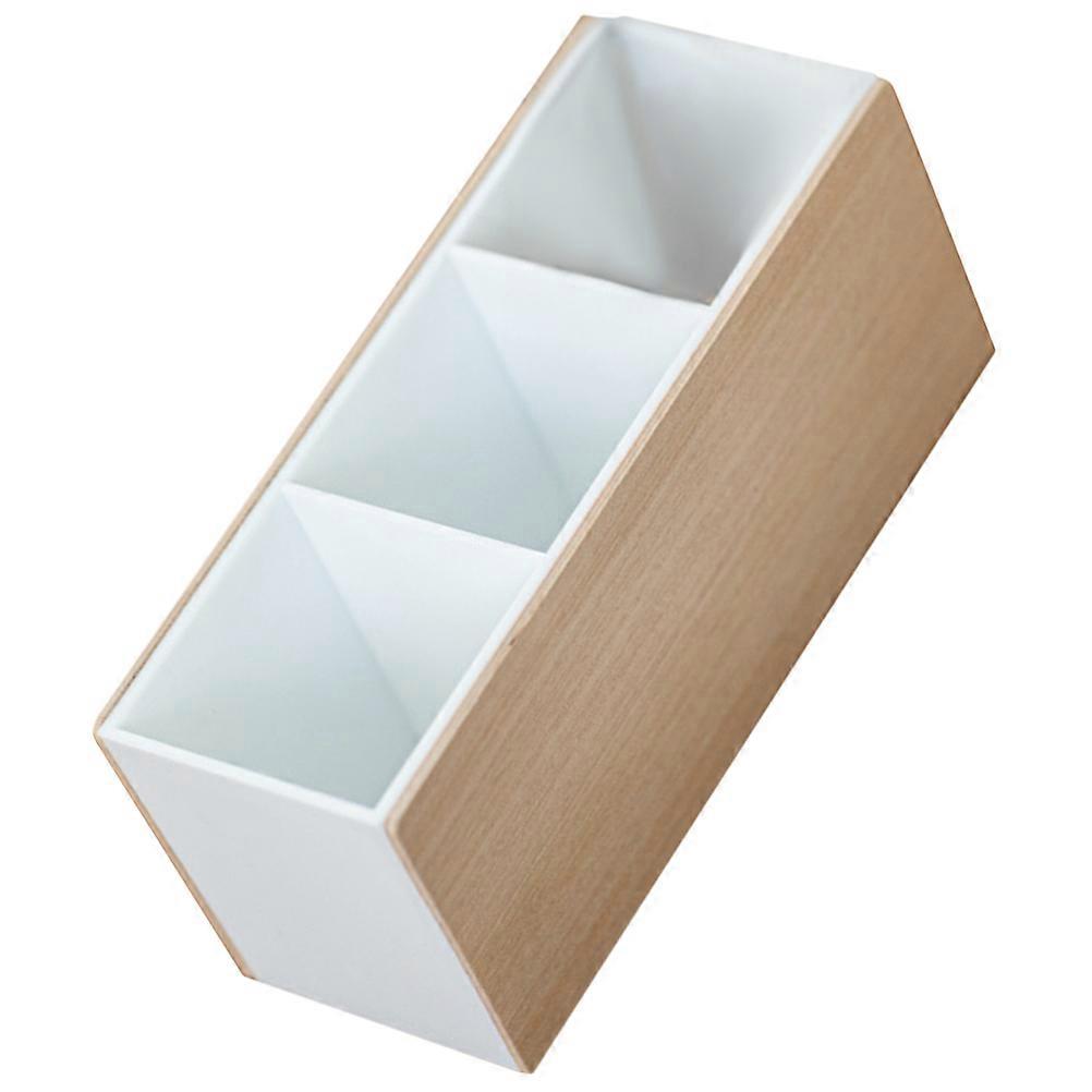Modern Rectangular Desk Organizer 3Pcs White Storage Holder For Pens Remote Controls And Everyday Items