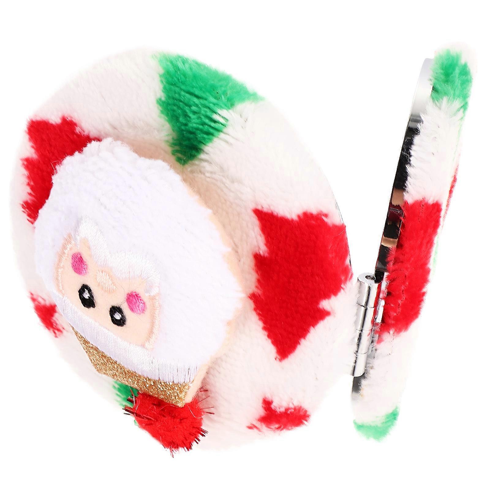 Cute Pocket Mirror 2Pcs Round Plush Makeup Mirror For Women Ideal For Daily Use With Reflection In White