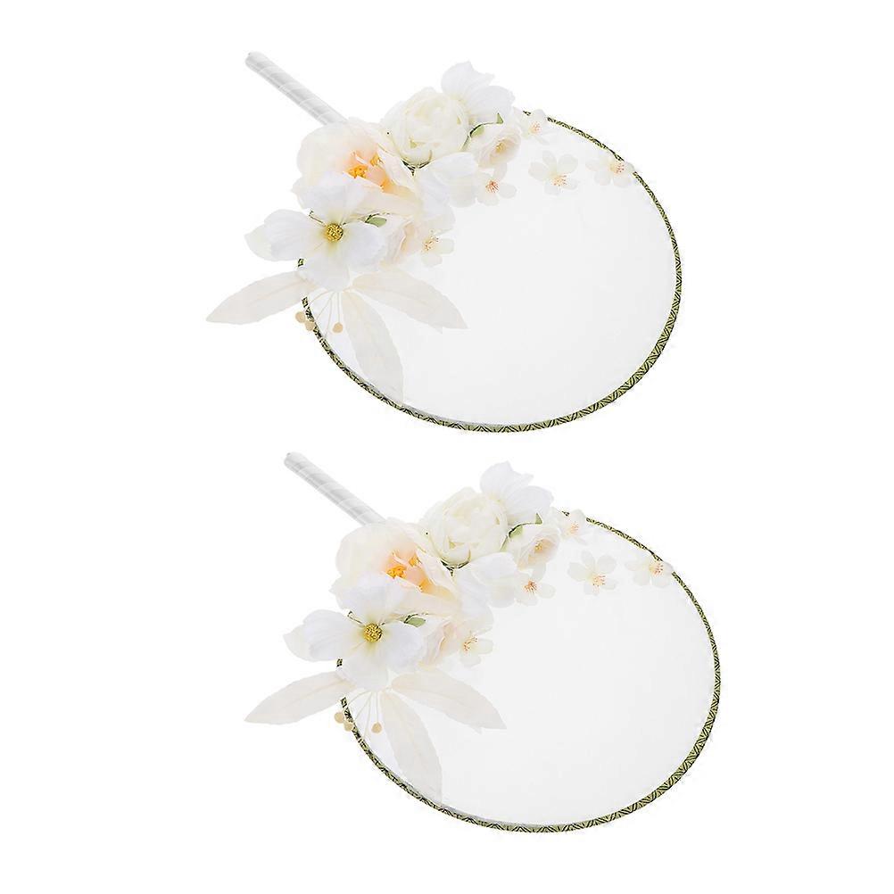 Vintage Embroidered Circular Hand Fan With Beautiful Tassel For Indoor Event 6 Pcs Perfect For Cosplay Accessories Elegant Design