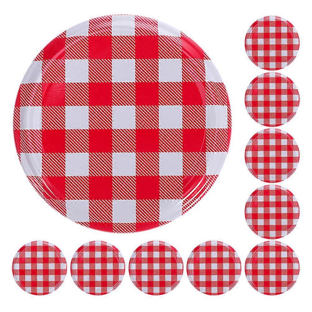 50 Pcs Elegant Checkered Jar Lids Suitable For Food Preservation And Versatile Storage Regular Mouth Canning Jars