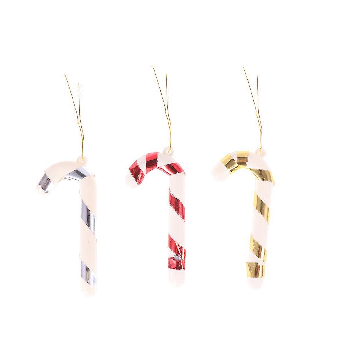 12Pcs Colorful Crutch Shape Christmas Tree Hanging Decorations For Festive Atmosphere Creation