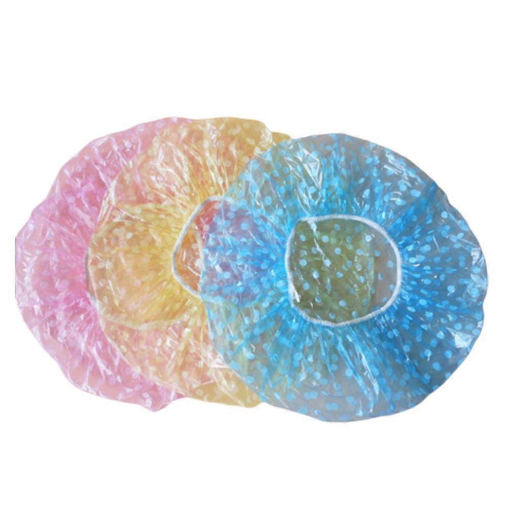 60Pcs Disposable Shower Caps For Bathing And Home Use Assorted Color Dots Printing Lightweight Design