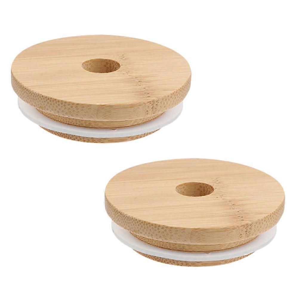 Bottle Lid 2Pcs Mason Jar Bamboo Lids for Bottle Use Sealing Covers