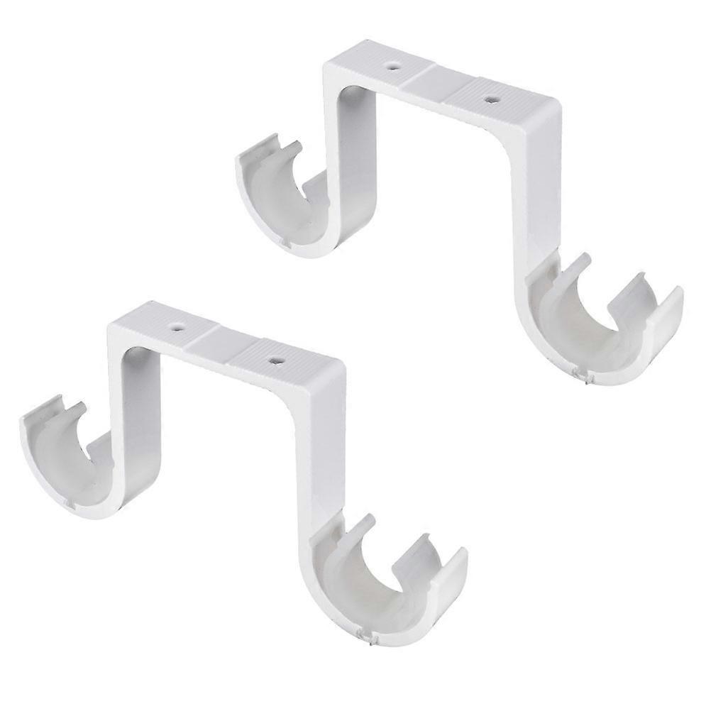 Curtain Rod Bracket White Double Rod Support Suitable for Home and Office Use 1 Pair