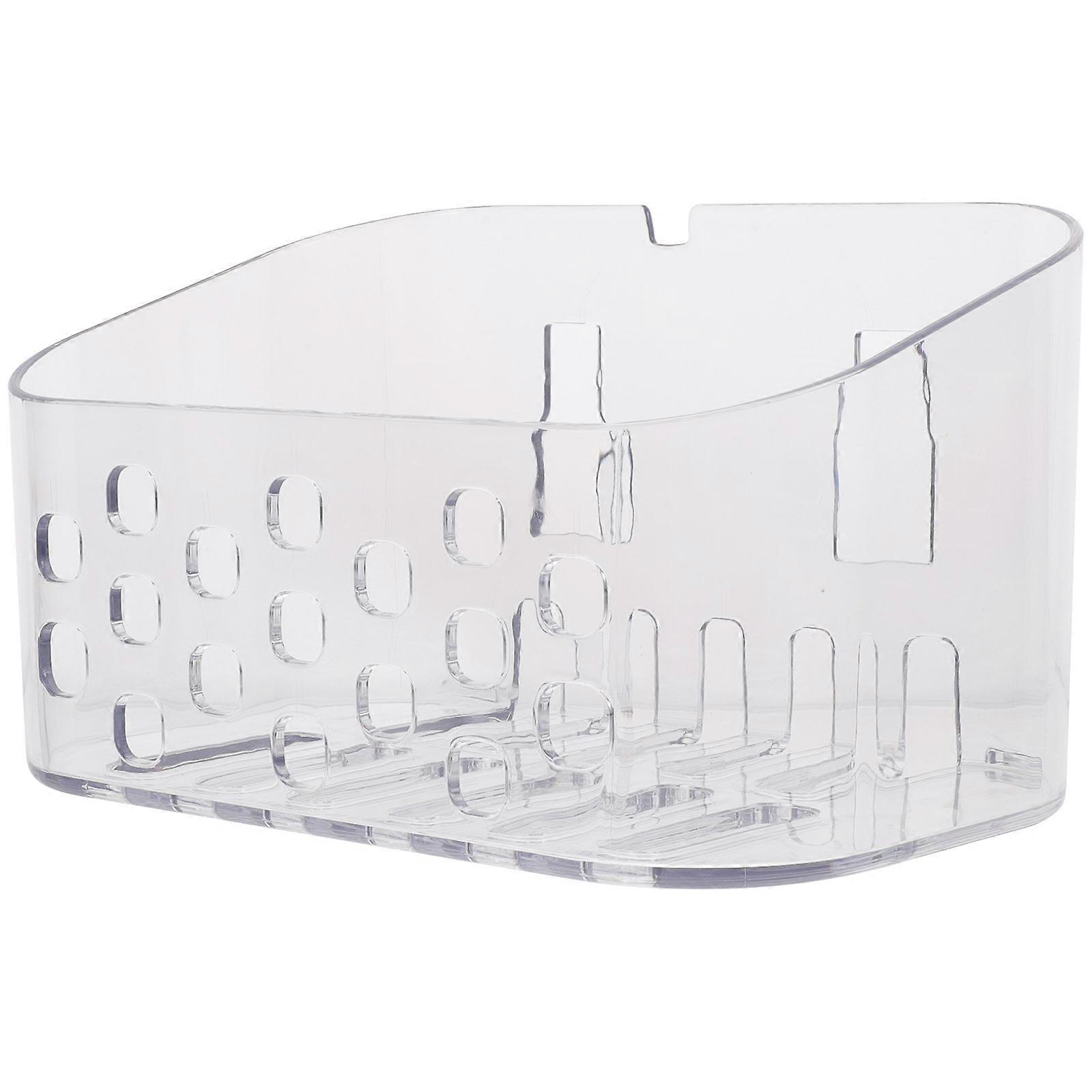 Punch Free Bathroom Storage Rack Wall Mounted Holder 2Pcs Transparent Design