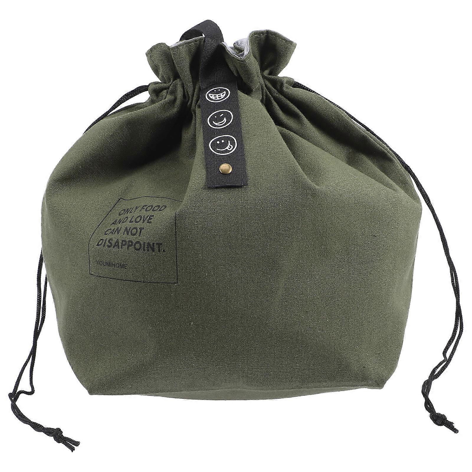 Insulated Drawstring Lunch Bag Portable Bento Box Bag For School Work Picnic Camping 1Set
