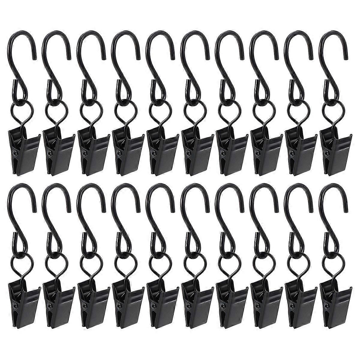 Multipurpose Curtain Hook Hook Clamps for Hanging 40Pcs Black