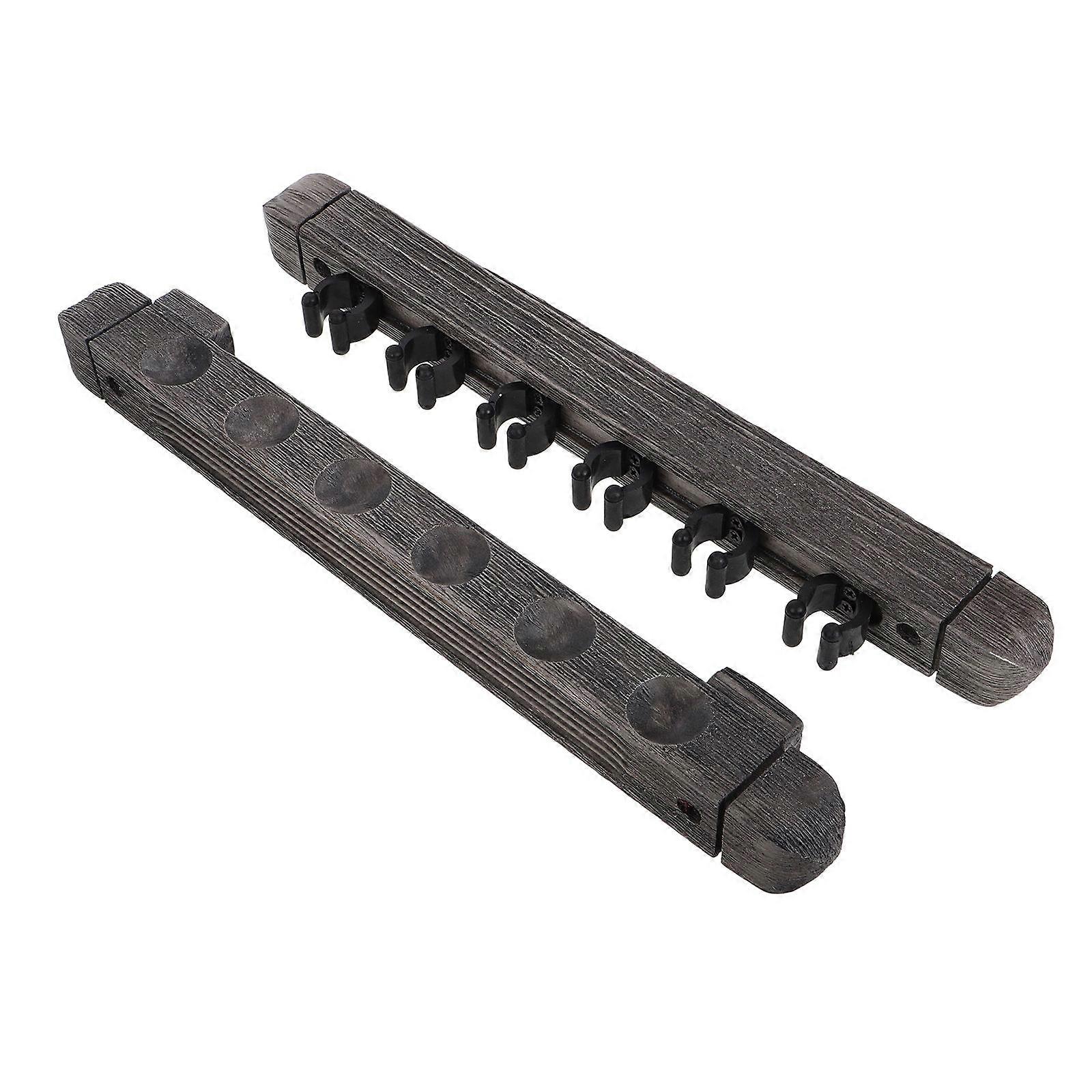 Solid Wood Pool Cue Rack Mounted Holder for 4Sets of Billiard Cues