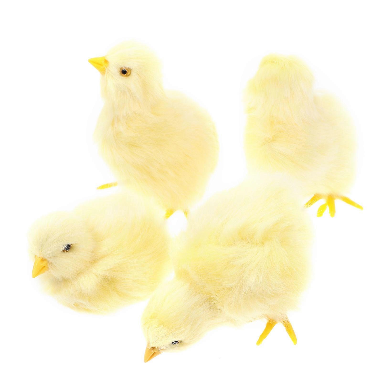 Soft Plush Chick Decor Yellow Chick Model for Storage Use 4Pcs