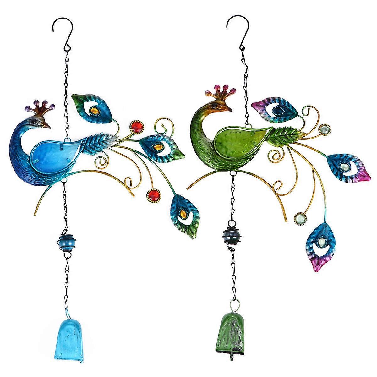 Iron Wind Chime Pendant Peacocks Design Hanging Wind-Bell 4Pcs Set
