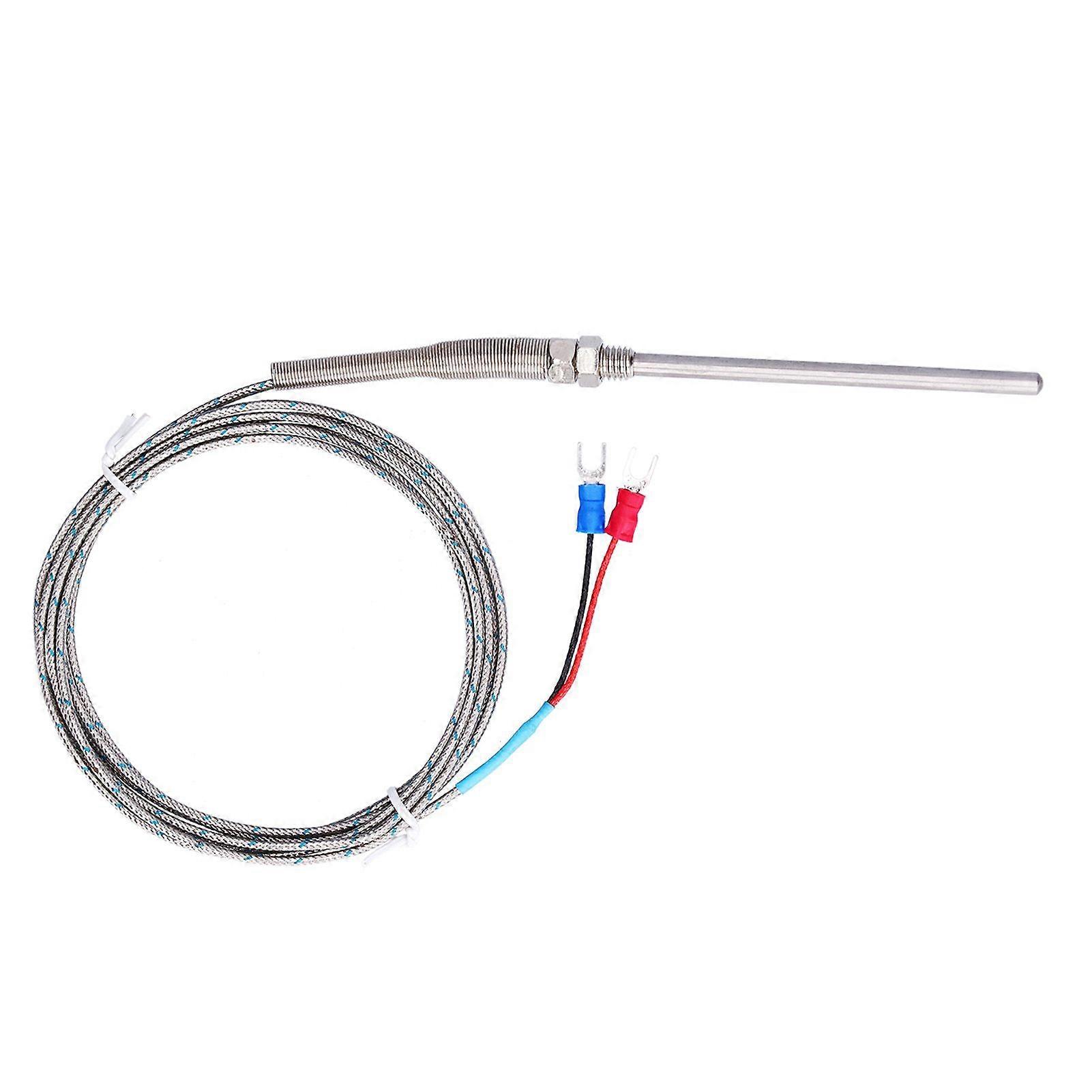 K Type Temp Thermocouple Temperature Sensor Thermal Probe Stainless Steel 0~600 WRNT187(Red Black Line Type 1 Meter)