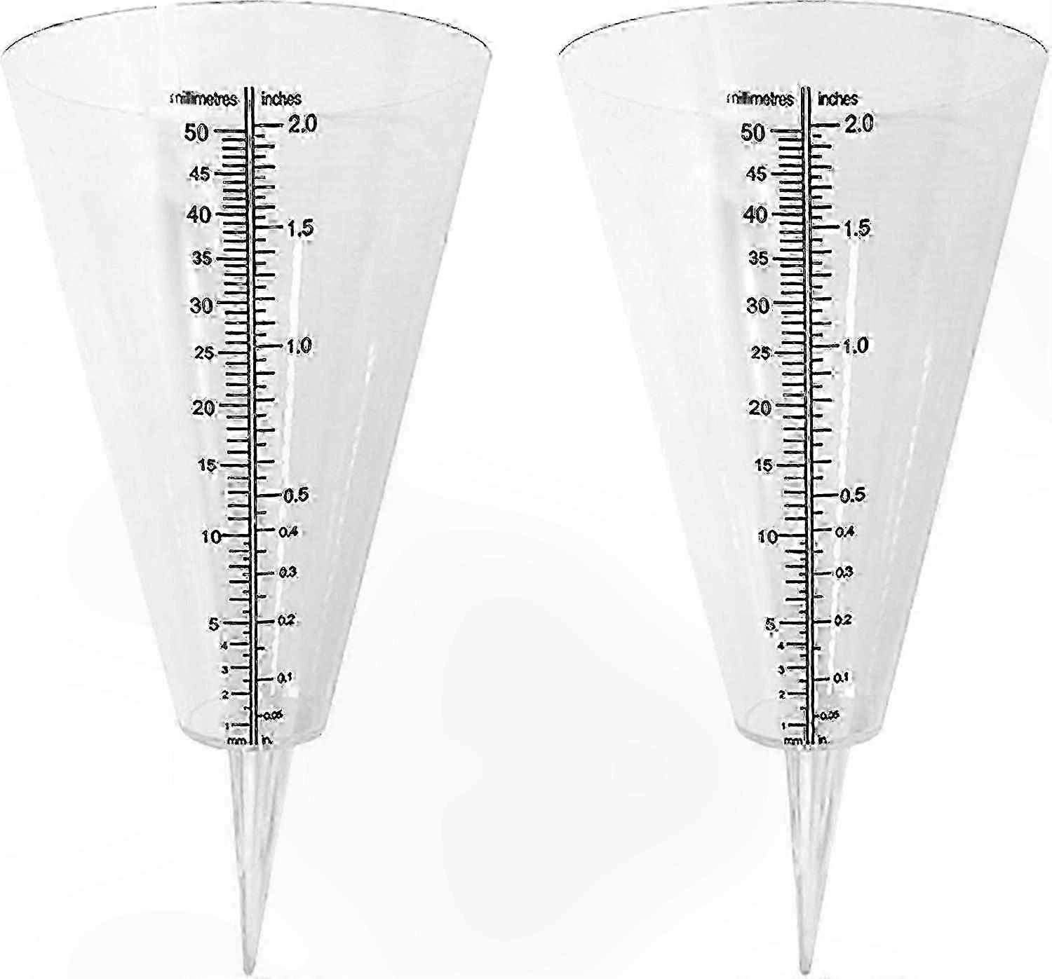 Rain Gauge for Outdoor Use, 2 Clear Cone Rain Gauges with Double Scale Measurement Tool