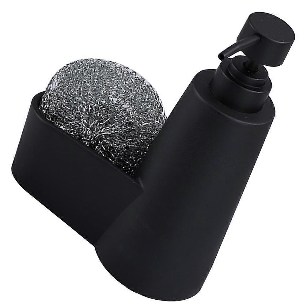 Kitchen Soap Dispenser with Sponge Holder for Storage Use 4Pcs Black