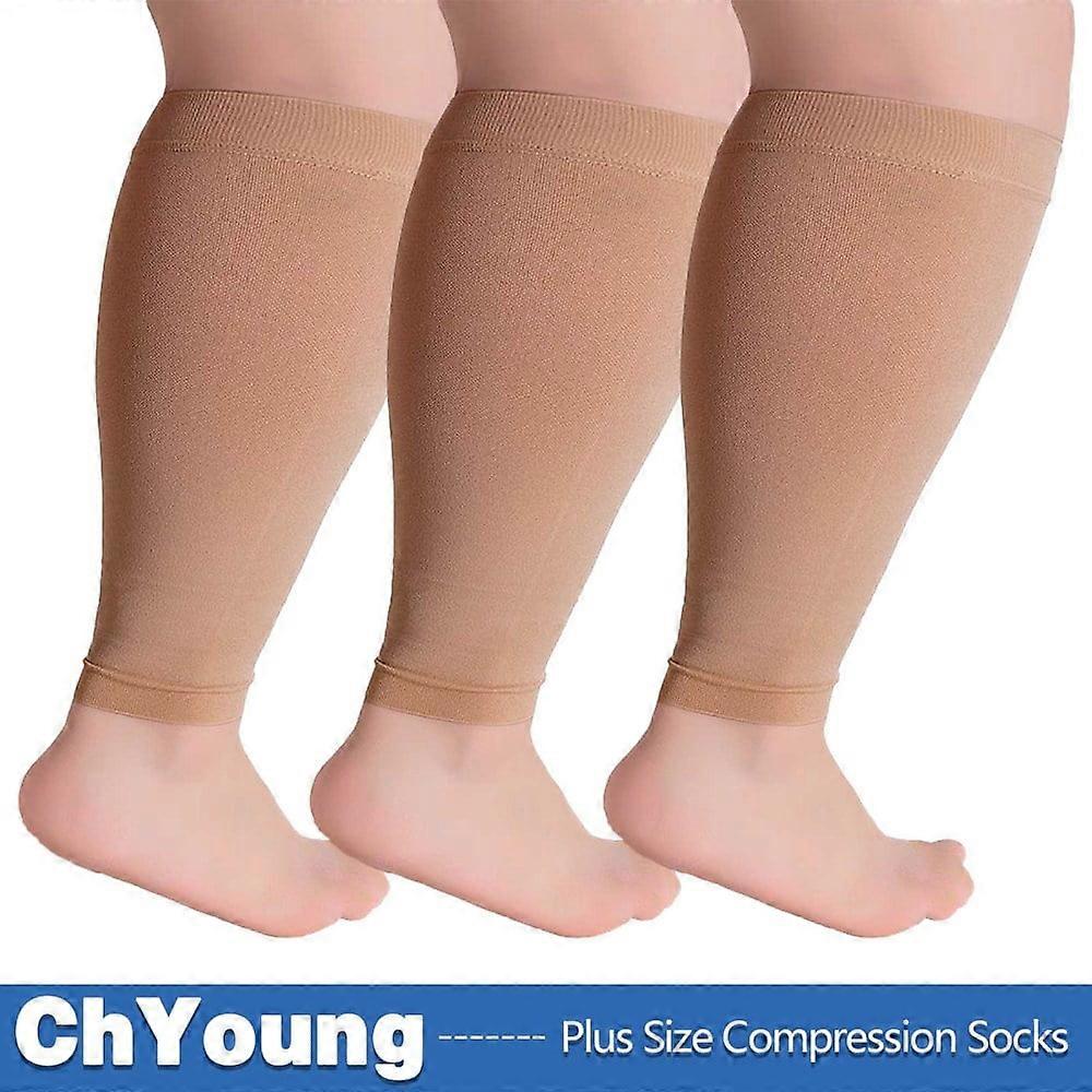Plus Size Compression Socks, Wide Calf, Bamboo Knee-High, 20-30 mmHg, Graduated Support for Men & Women, 3 Pairs - L