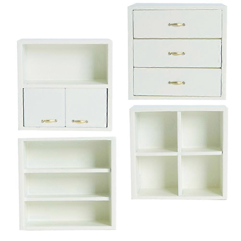 Miniature Bookcase Furniture for Home 4Pcs Simulation Cabinet Model Toy