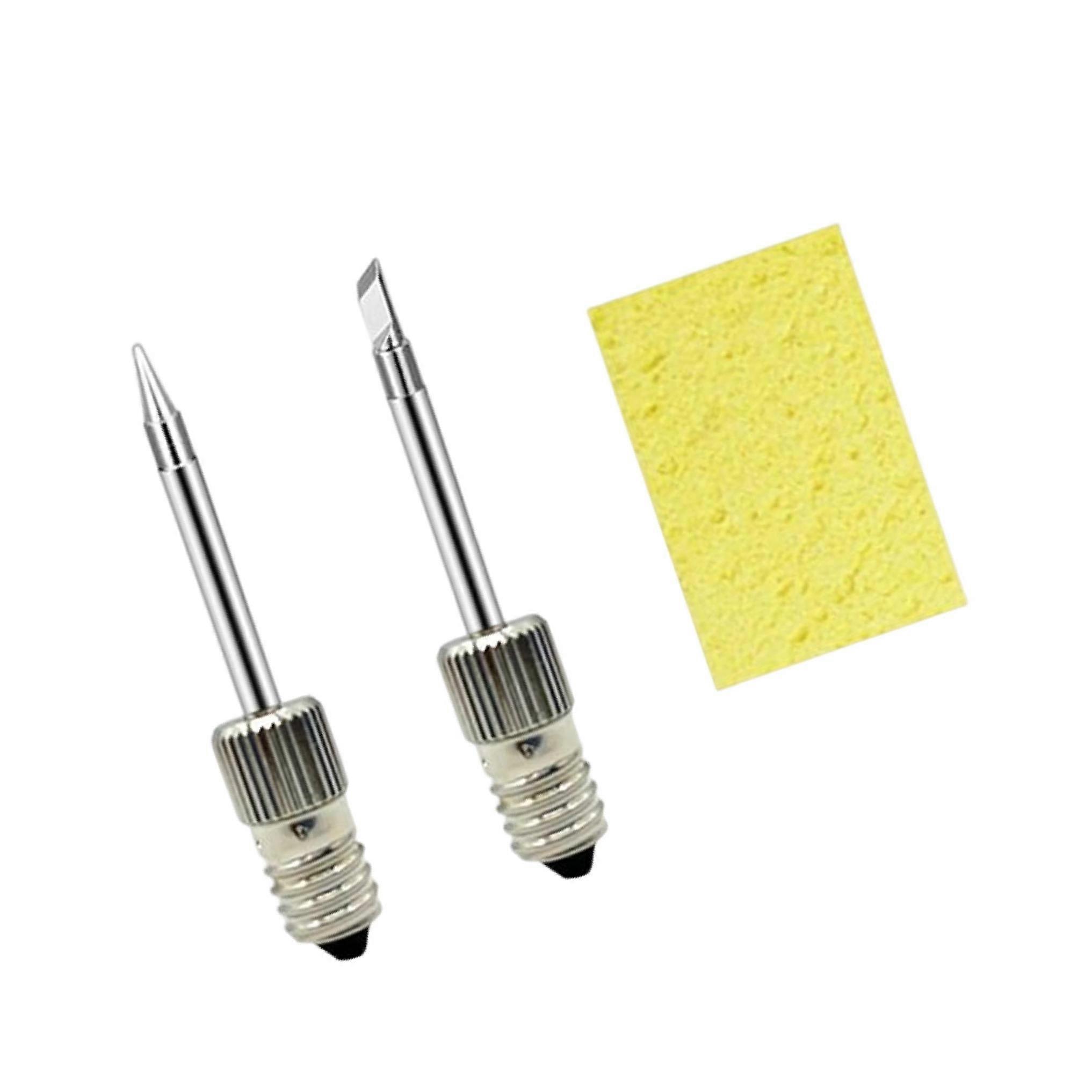 Copper Soldering Iron Tips Kit Parts with Cleaning Sponge for E10 Interface