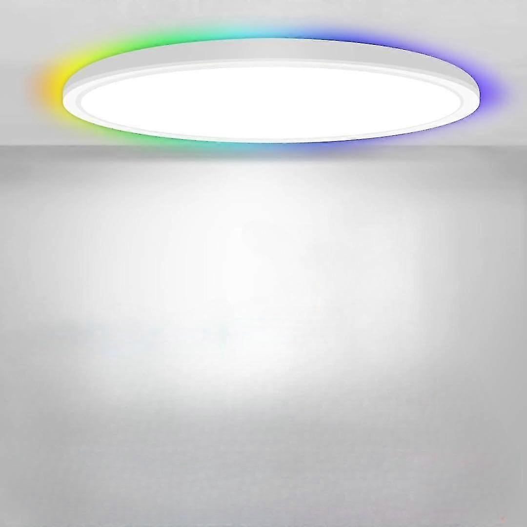 30cm Rgb Led Ceiling Light Dimmable, 24w/3200lm Bathroom Ceiling Light With Remote Control, 3000-6500k Rgb Color Changing Backlight