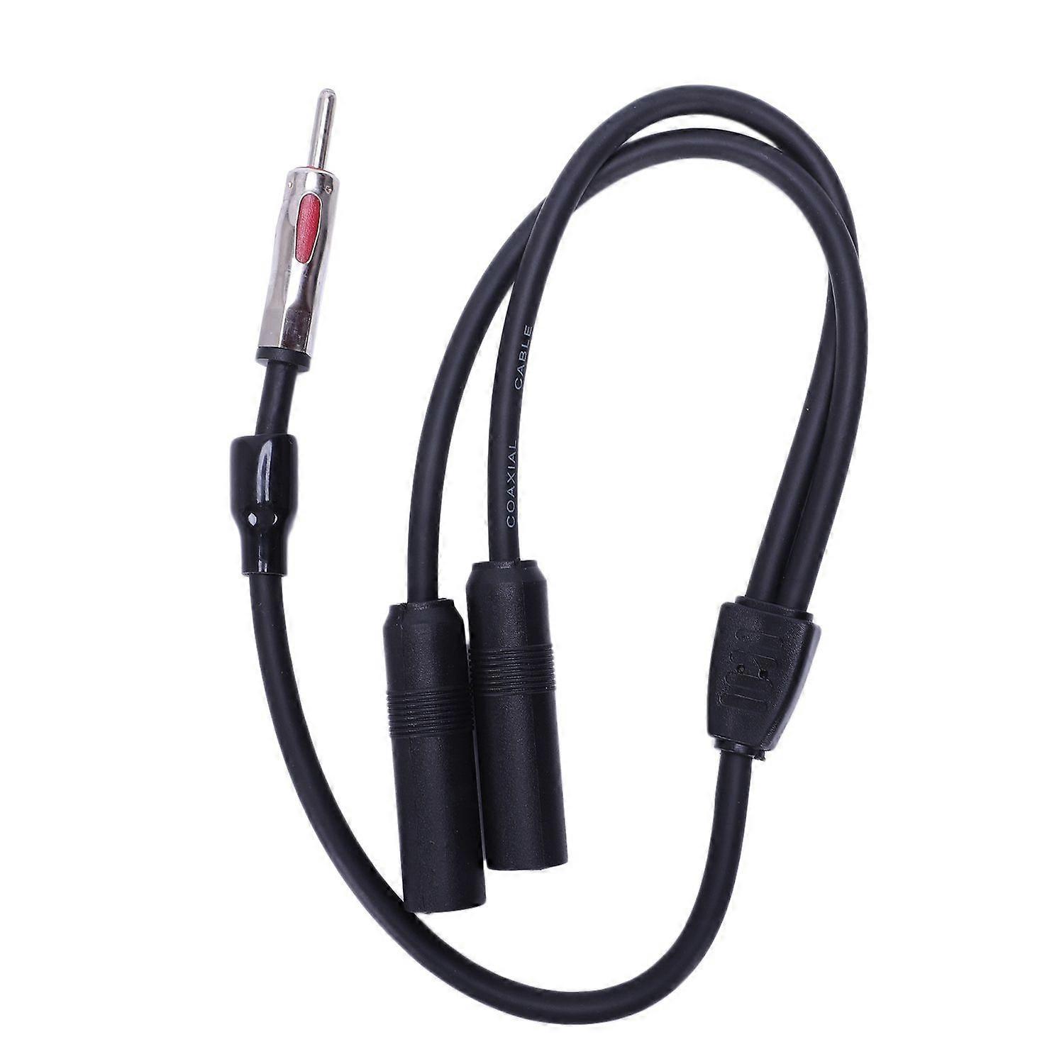 1オスから2メスYカーステレオラジオアンテナアダプターブラック