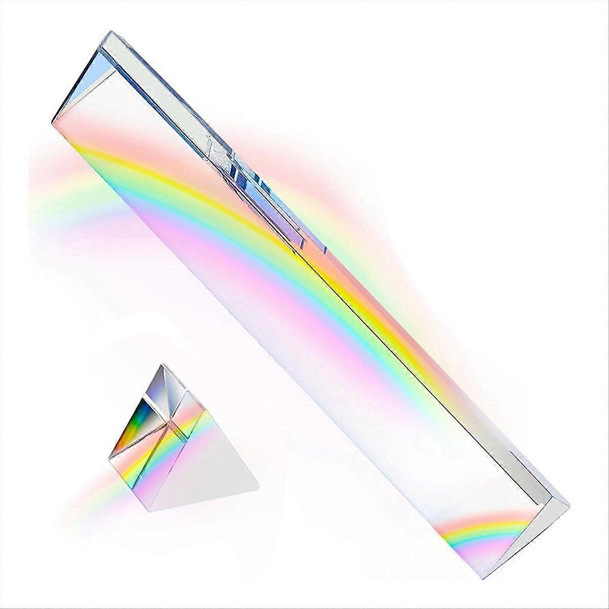 2Pcs Clear Triangular Prism,6&1In Lengths Optical Prisms for Teaching