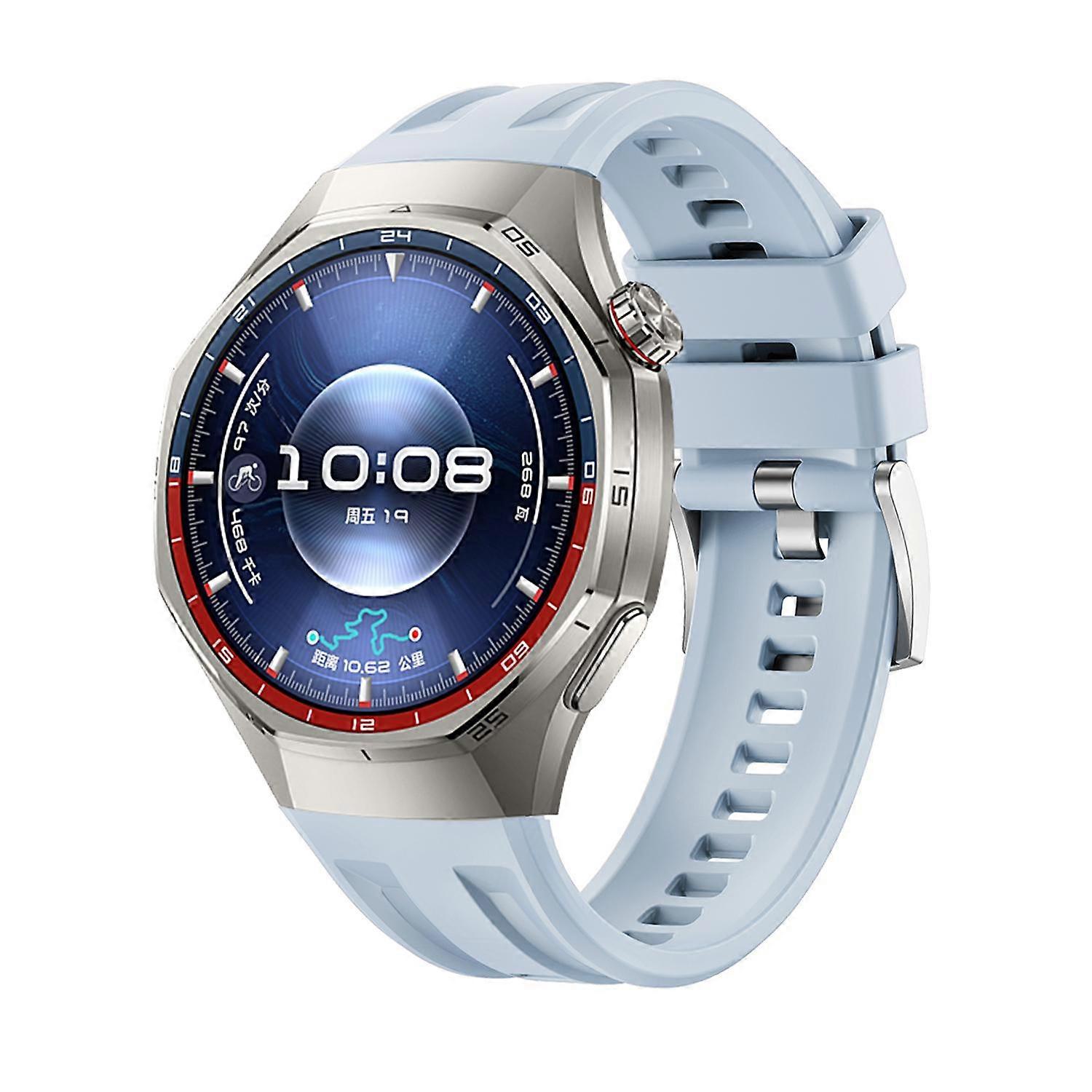 Seamless Connection Dual Groove Non-porous Press Button Solid Color Silicone Watch Band For Huawei Watch GT 6 Pro