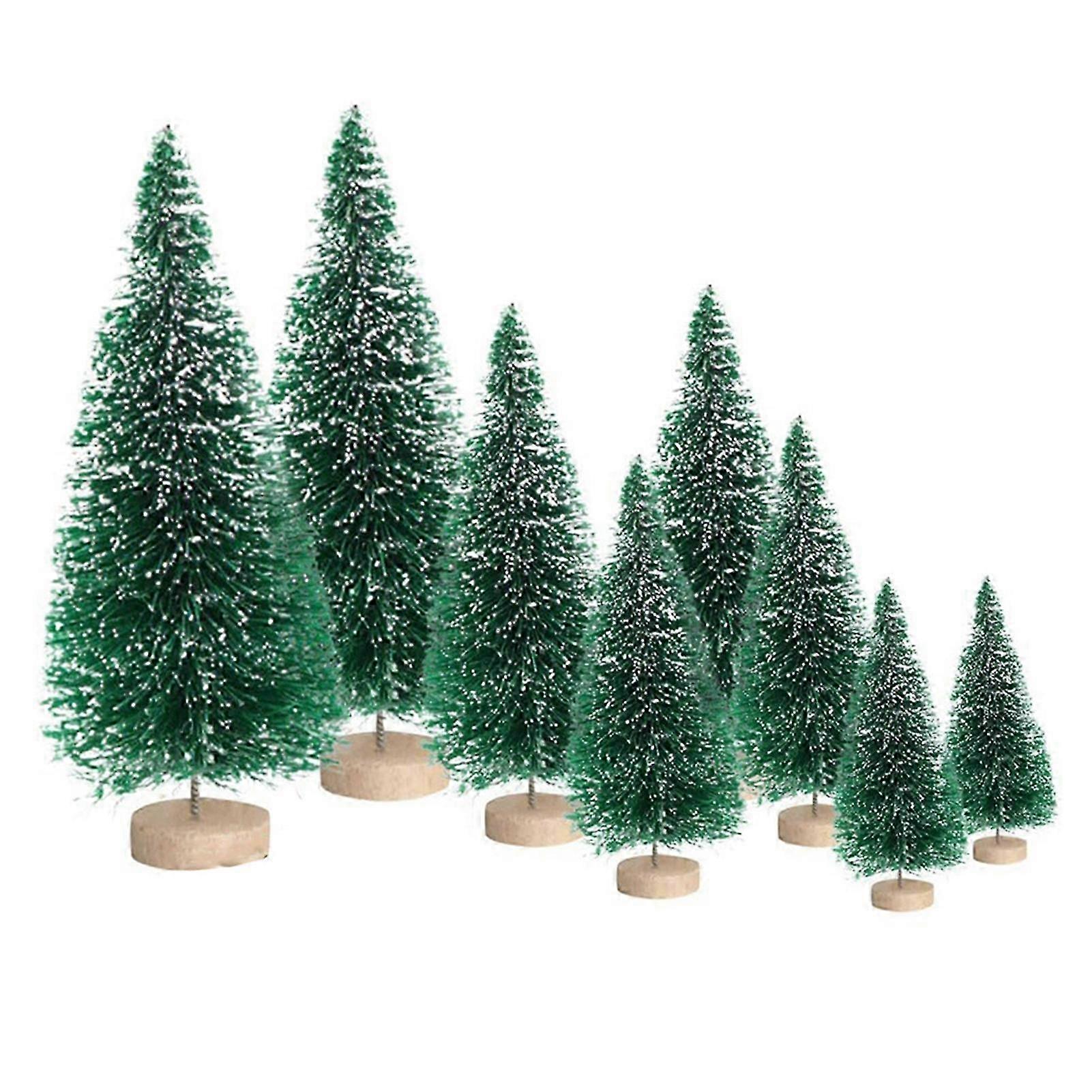 25-26 8Pcs Christmas Tree Ornaments Artificial Snowy Pine Tree Figurines Miniature Xmas Tree Statues for Home Table Desk Office Decoration
