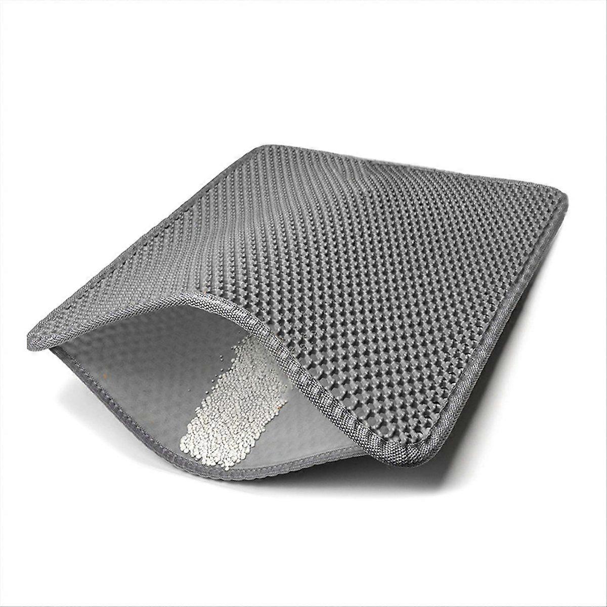 30"X22"Cat Litter Mat-Large Litter Box Mat with Double Layers Litter Trapping Mat,Easy to Clean Lit