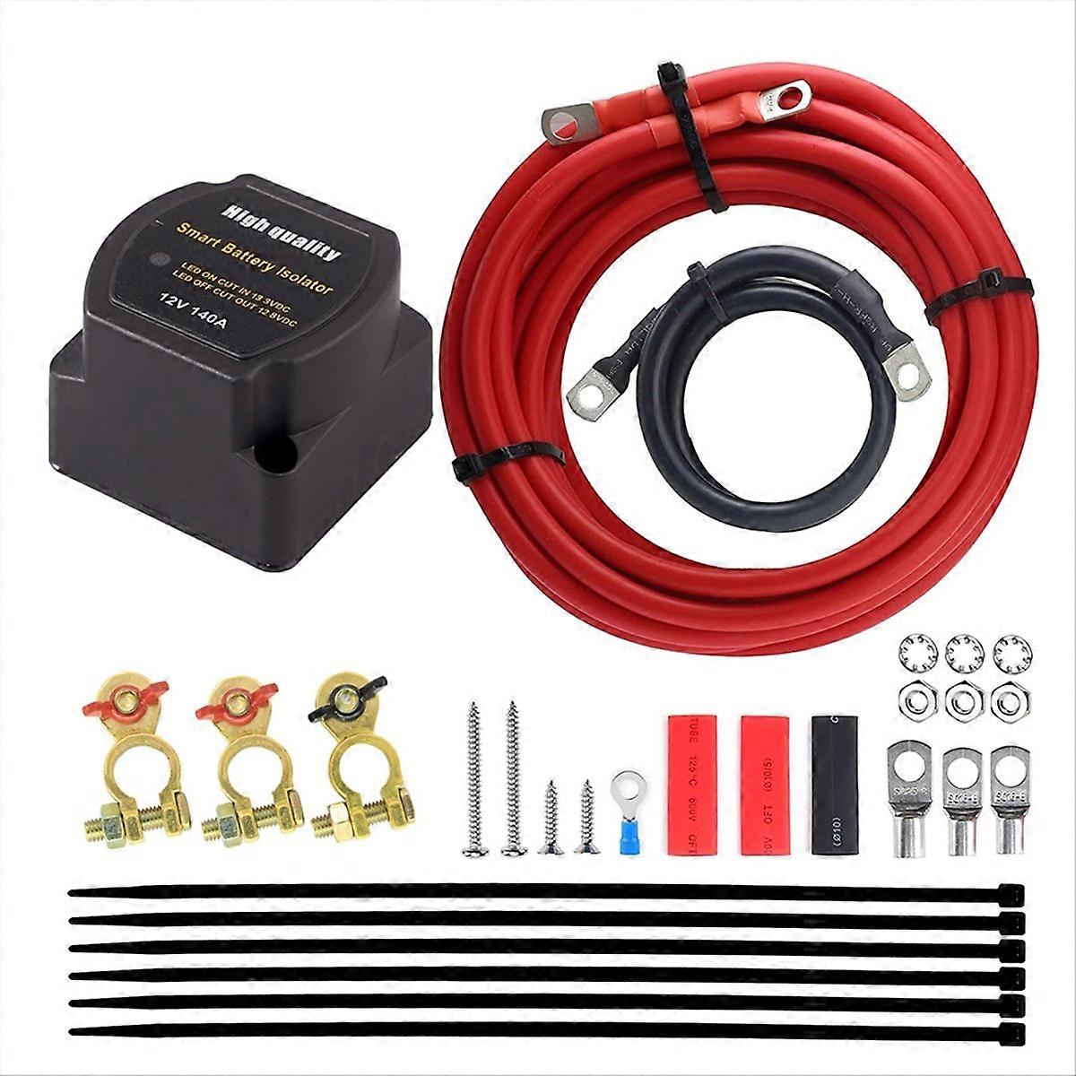 Dual Battery Isolator VSR Sensitive Relay & Wiring Cable Kit