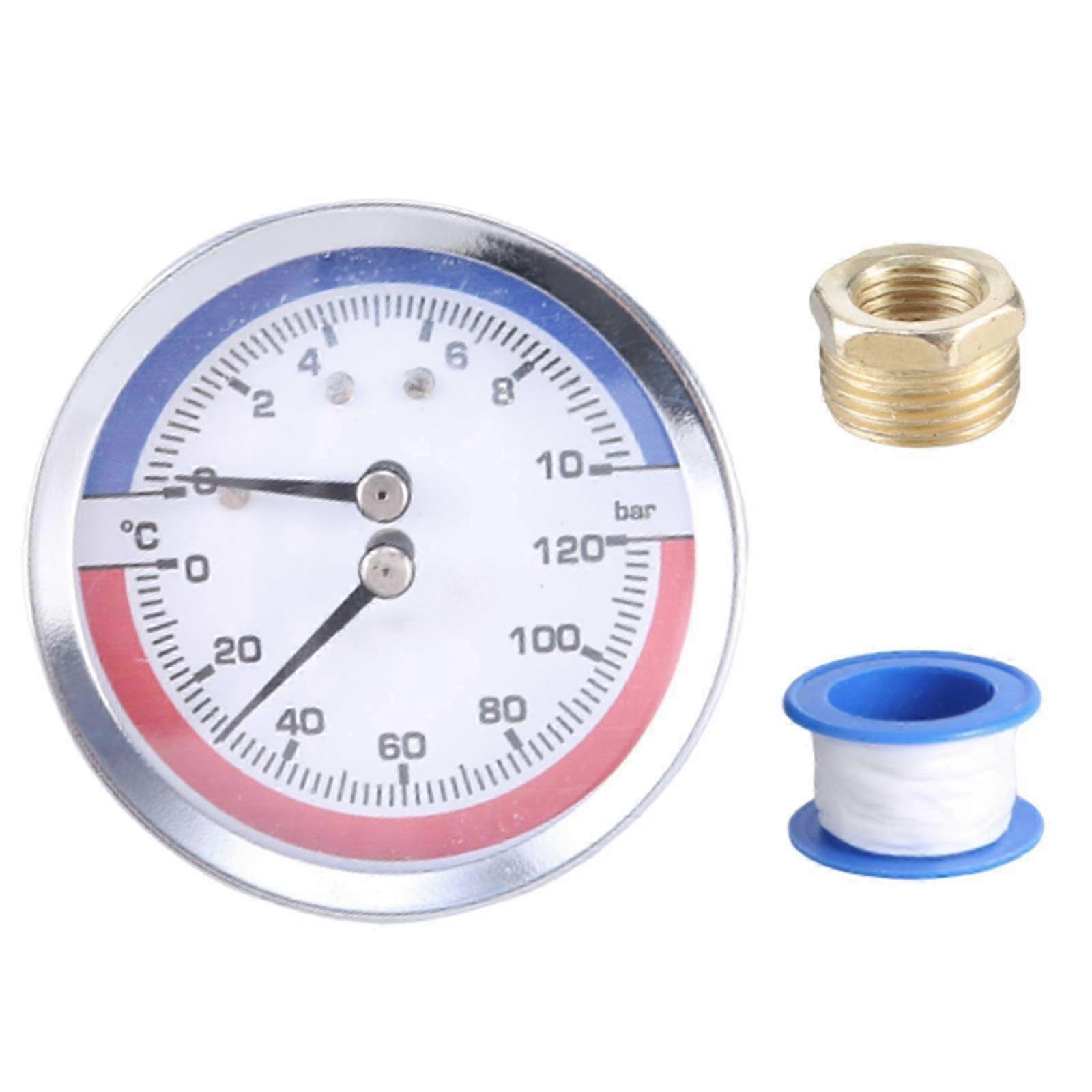 Professional Thermo-manometer Temperature & Pressure Gauges up to 120℃ & 10Bar for Floor Heating System