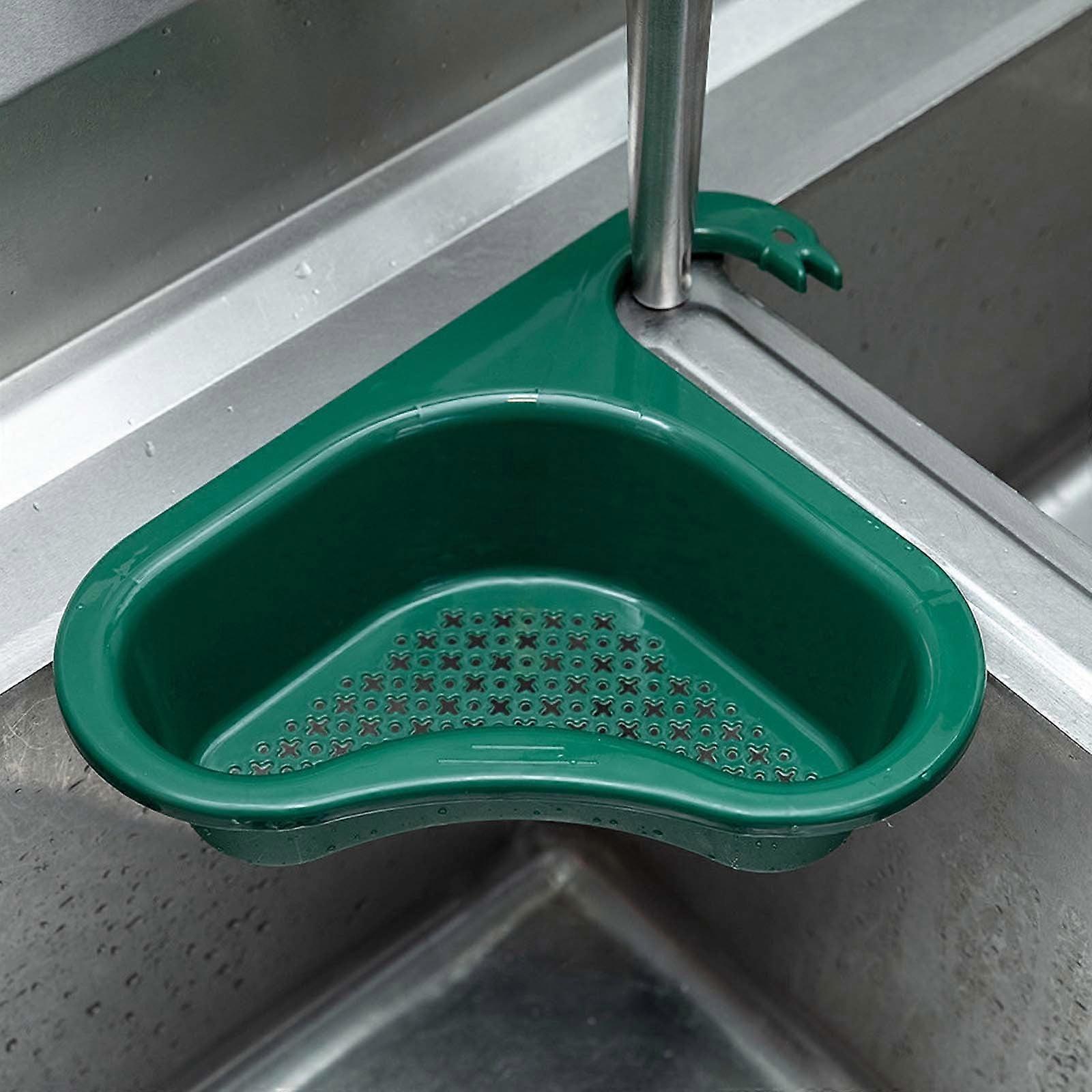 Swan Drain Basket for Kitchen Sink, Triangle Sink Strainer Rack, Multifunctional Corner Filter Hangs on Faucet, Compatible with All Sinks