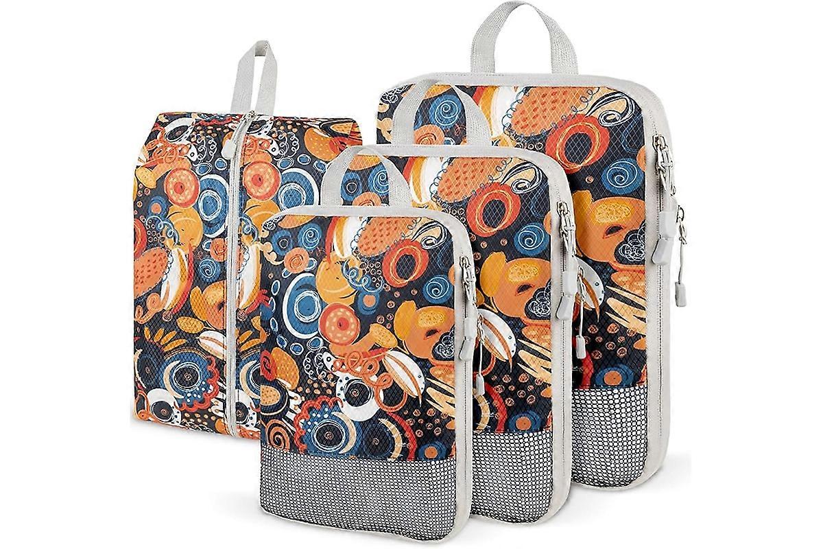 4 Pcs Travel Packing Cubes Set Space-Saving Expandable