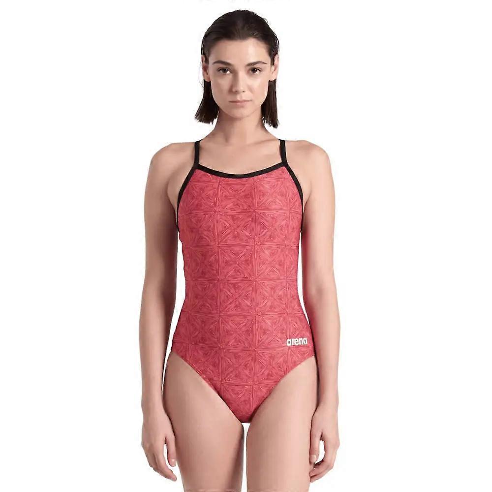 Arena Abstract Tiles Lightdrop Back Swimsuit - Red