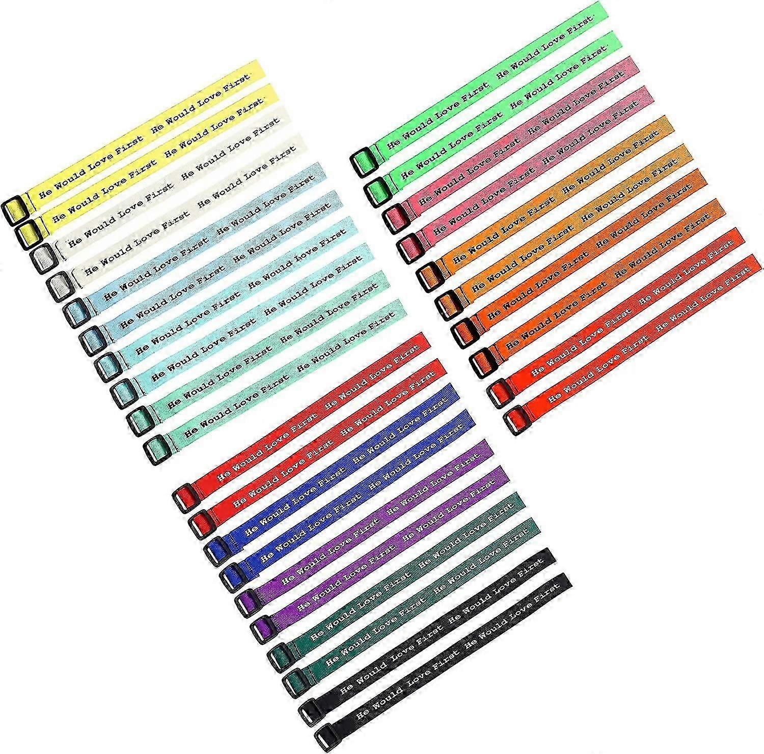 30PCS WWJDブレスレット イエスならどうしますか ウェビングブレスレット 彼は最初のブレスレットを愛しています イエスはあなたを愛しています 宗教的なキリスト教のWWJDブレスレット 募金活動