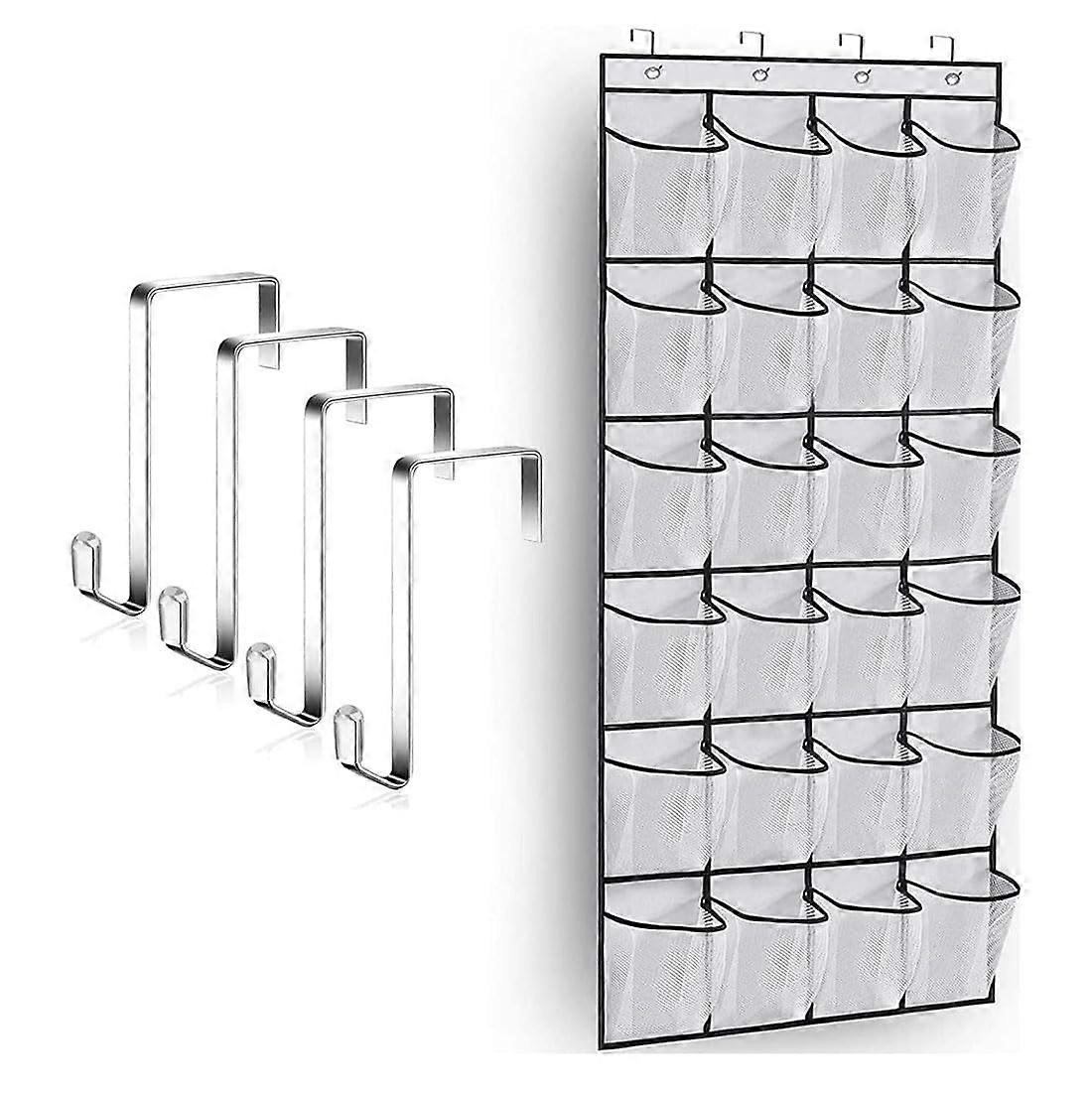 Hanging Shoe Storage Over The Door Organizer, 24 Large Mesh Pockets, Wardrobe Door Tidy, Shoe Rack Holder