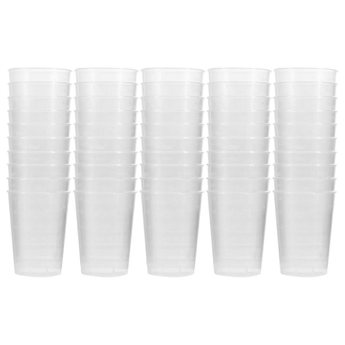50pcs 50mlプラスチック計量カップ、目盛り付き使い捨て計量カップ