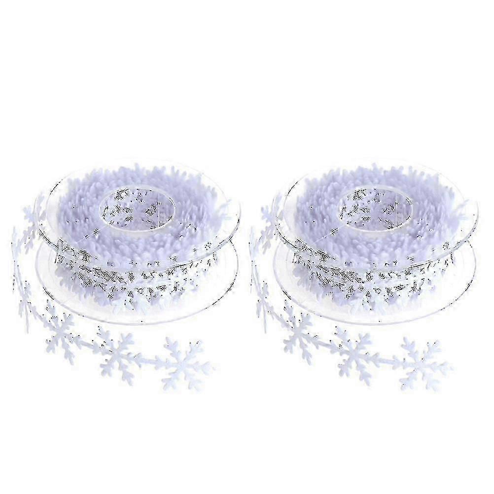 2 件白色闪光丝带礼物丝带雪花织物印花缎带