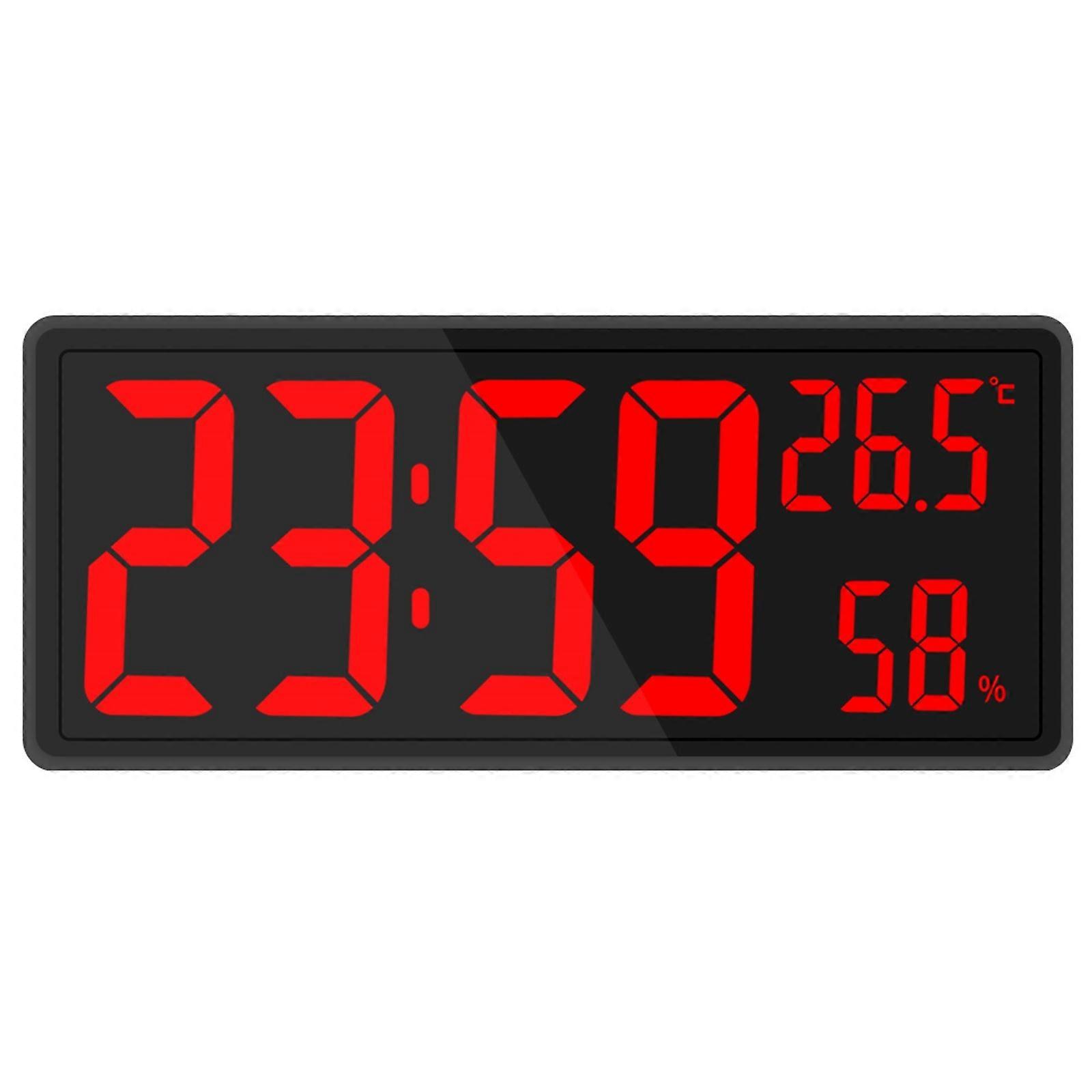 Gnobogi LED Alarm Clock, Digital Large Screen Desk Clock with Temperature & Humidity Display, Silent Wall Clock, Compatible with Home Appliances